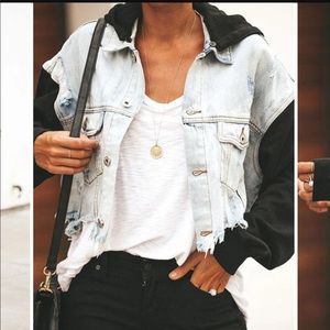 Dance & Marvel Cropped denim hoodie L